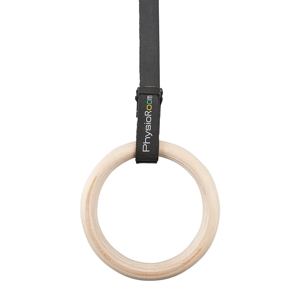 Wooden Gymnastic Rings - Wooden Gymnastic Ring 28mm, 18ft straps, 38mm wide